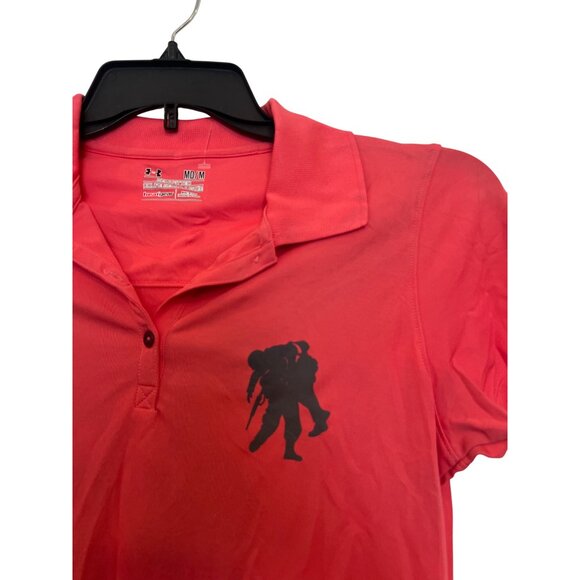 Under Armour Womens Medium Red Wounded Warrior Project Polo Shirt HeatGear Semi- - Picture 6 of 6